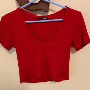 cropped red tee